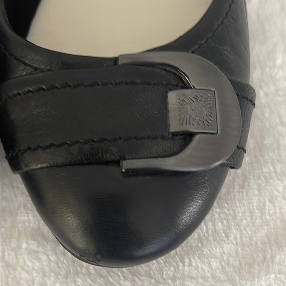 Anne Klein Black Flats with Textured Fabric and Bow Accent - Picture 3 of 8